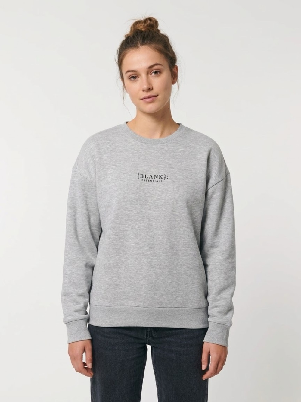 Blank Essentials Heather Gray Oversized Crewneck Sweatshirt Size Large Cozy